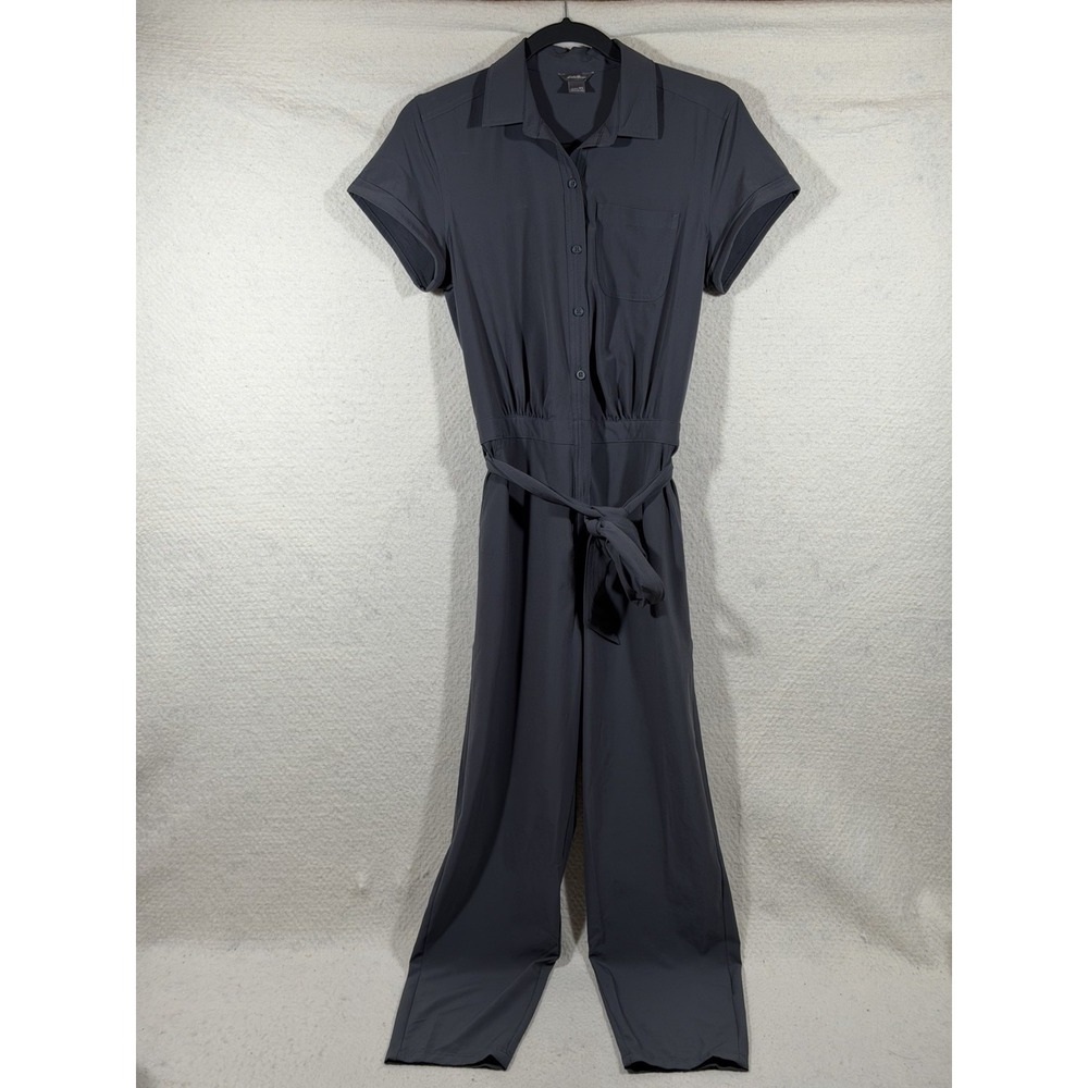 Eddie Bauer Jumpsuit Womens XS Gray Belted Travel Utility Minimalist Outdoor